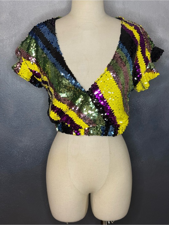 Anthropologie Tops - NWT Rdalamal for Anthropologie Sequin Cropped Wrap Top XS Petite